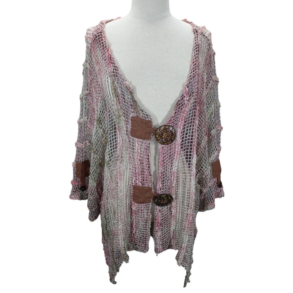 Monroe & Main 1X Open Weave Cardigan Pink Mauve Boho Chic Festival